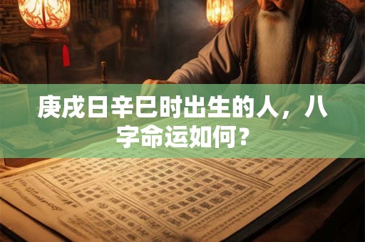 庚戌日辛巳时出生的人，八字命运如何？