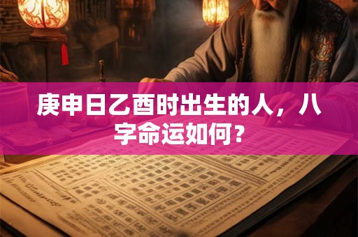 庚申日乙酉时出生的人，八字命运如何？