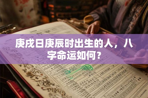 庚戌日庚辰时出生的人，八字命运如何？