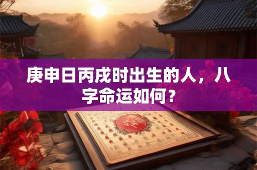 庚申日丙戌时出生的人，八字命运如何？