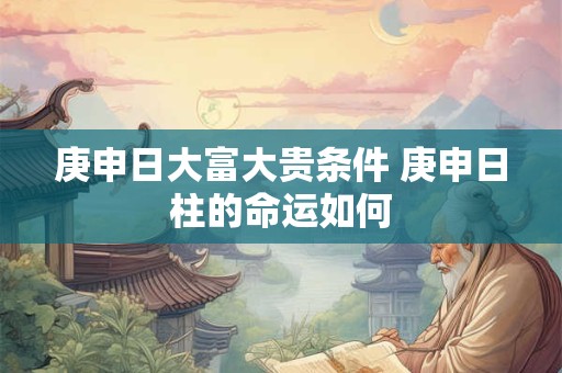 庚申日大富大贵条件 庚申日柱的命运如何