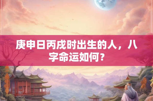 庚申日丙戌时出生的人，八字命运如何？