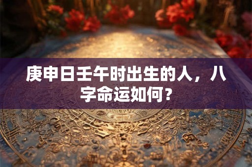 庚申日壬午时出生的人，八字命运如何？