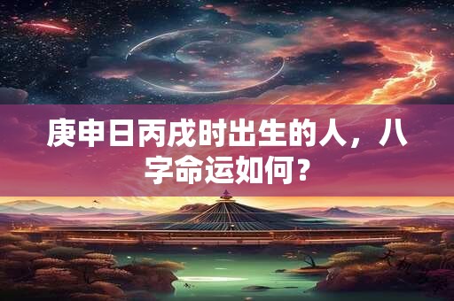 庚申日丙戌时出生的人，八字命运如何？