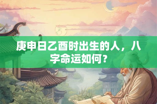 庚申日乙酉时出生的人，八字命运如何？