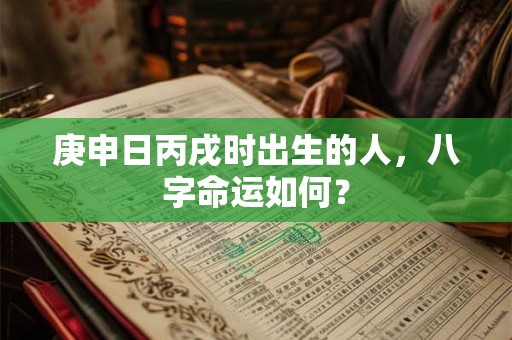 庚申日丙戌时出生的人，八字命运如何？