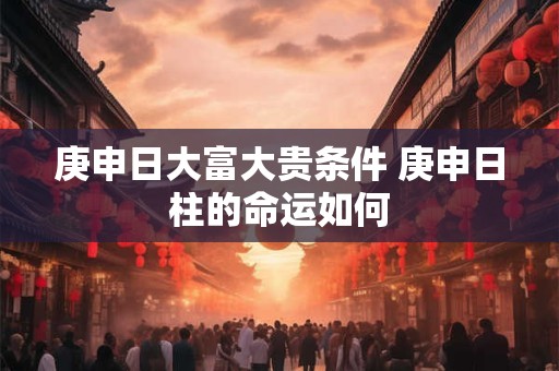 庚申日大富大贵条件 庚申日柱的命运如何