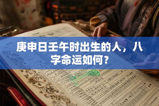 庚申日壬午时出生的人，八字命运如何？