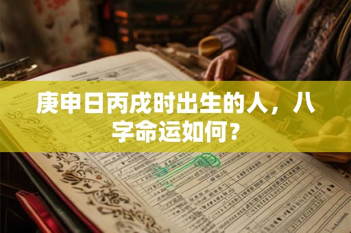 庚申日丙戌时出生的人，八字命运如何？