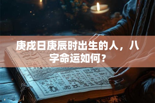 庚戌日庚辰时出生的人，八字命运如何？