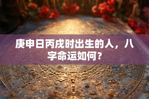 庚申日丙戌时出生的人，八字命运如何？