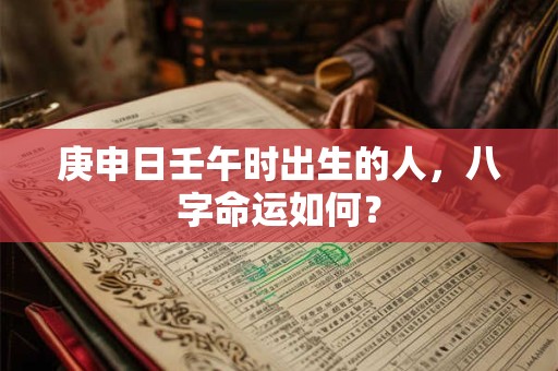 庚申日壬午时出生的人，八字命运如何？