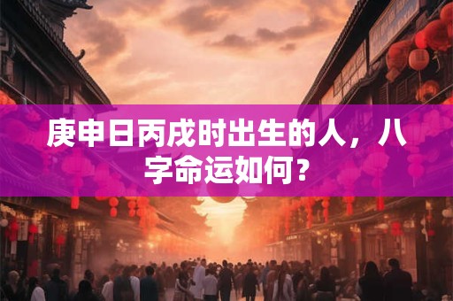庚申日丙戌时出生的人，八字命运如何？