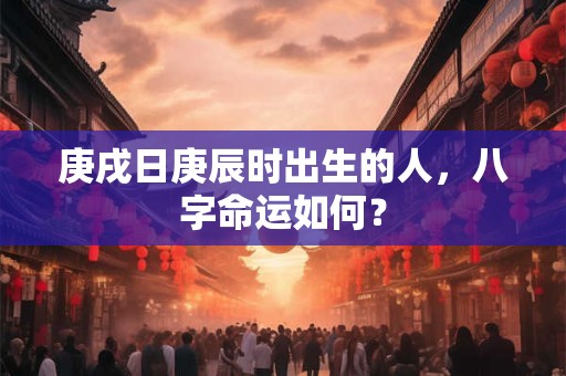 庚戌日庚辰时出生的人，八字命运如何？