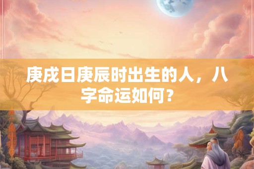 庚戌日庚辰时出生的人，八字命运如何？