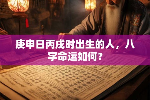 庚申日丙戌时出生的人，八字命运如何？