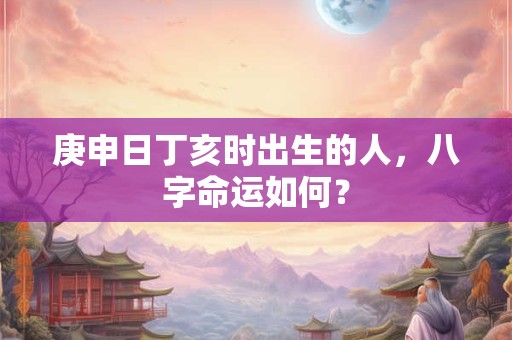 庚申日丁亥时出生的人，八字命运如何？