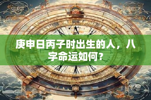 详细阅读:庚申日丙子时出生的人,八字命运如何? 庚申日丙子时出生的人,八字命运如何?