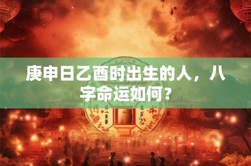 庚申日乙酉时出生的人，八字命运如何？