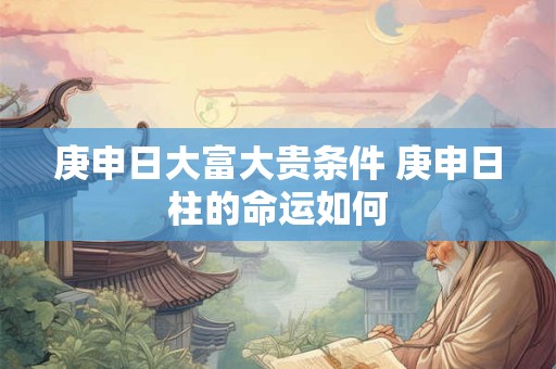 庚申日大富大贵条件 庚申日柱的命运如何