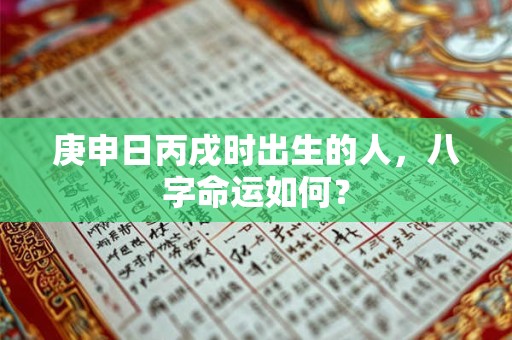 庚申日丙戌时出生的人，八字命运如何？