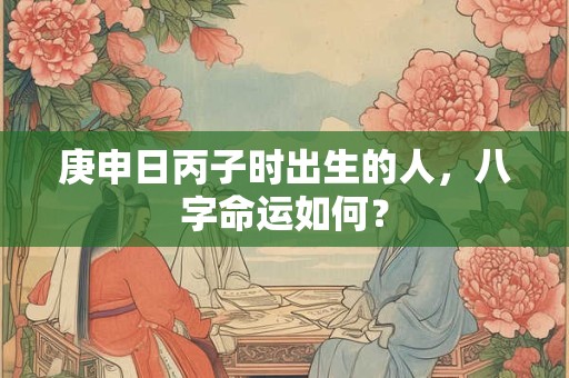 庚申日丙子时出生的人，八字命运如何？