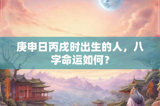 庚申日丙戌时出生的人，八字命运如何？