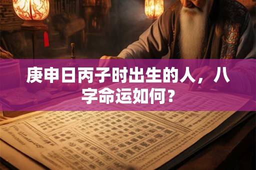 庚申日丙子时出生的人，八字命运如何？