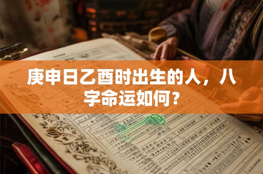 庚申日乙酉时出生的人，八字命运如何？