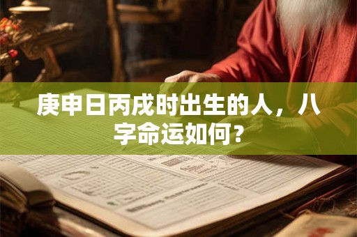 庚申日丙戌时出生的人，八字命运如何？