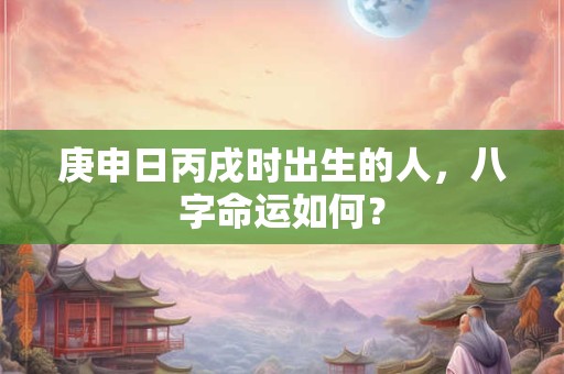 庚申日丙戌时出生的人，八字命运如何？