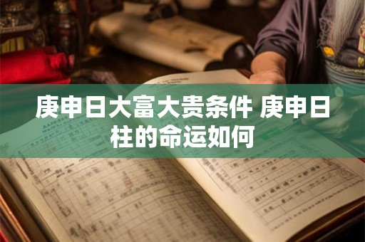 庚申日大富大贵条件 庚申日柱的命运如何