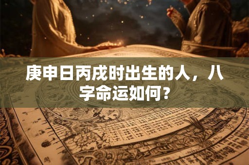 庚申日丙戌时出生的人，八字命运如何？