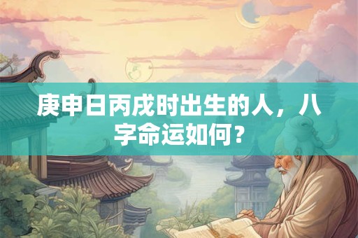 庚申日丙戌时出生的人，八字命运如何？