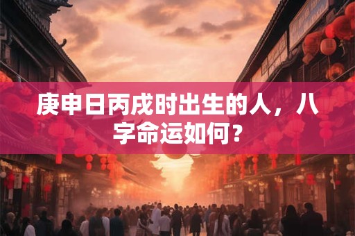 庚申日丙戌时出生的人，八字命运如何？