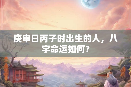 庚申日丙子时出生的人，八字命运如何？