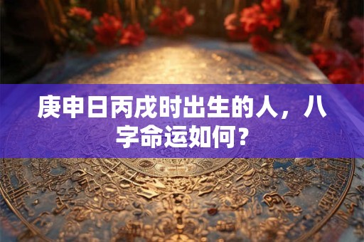 庚申日丙戌时出生的人，八字命运如何？