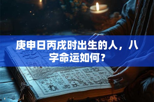 庚申日丙戌时出生的人，八字命运如何？