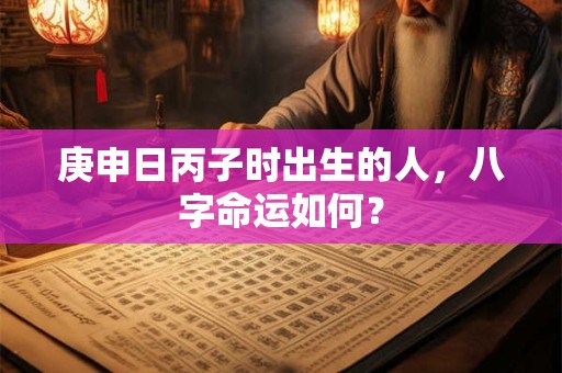 庚申日丙子时出生的人，八字命运如何？