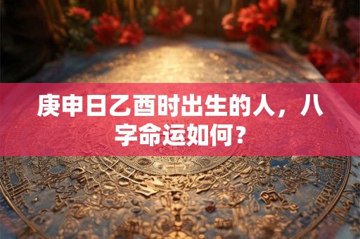 庚申日乙酉时出生的人，八字命运如何？