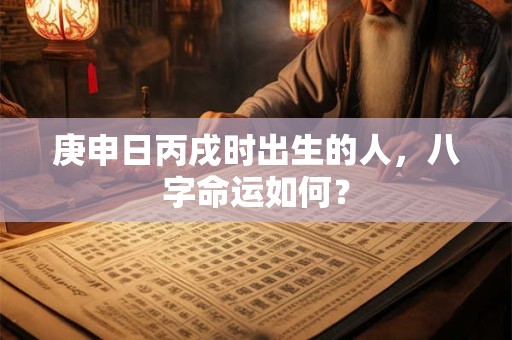 庚申日丙戌时出生的人，八字命运如何？