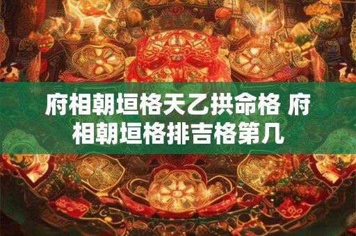 府相朝垣格天乙拱命格 府相朝垣格排吉格第几