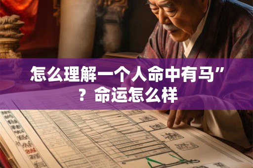 怎么理解一个人命中有马”？命运怎么样