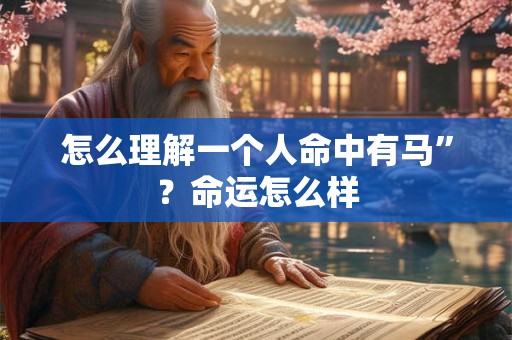 怎么理解一个人命中有马”？命运怎么样
