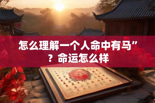怎么理解一个人命中有马”？命运怎么样