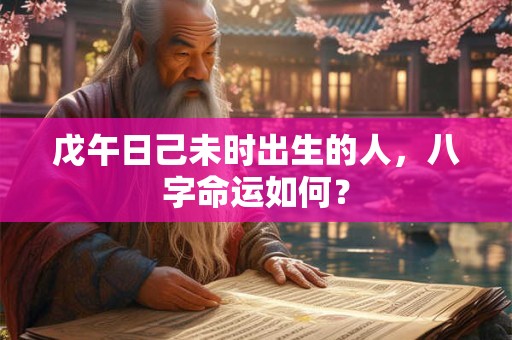 戊午日己未时出生的人，八字命运如何？