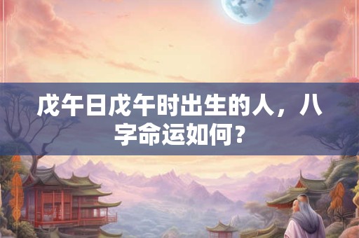 戊午日戊午时出生的人，八字命运如何？