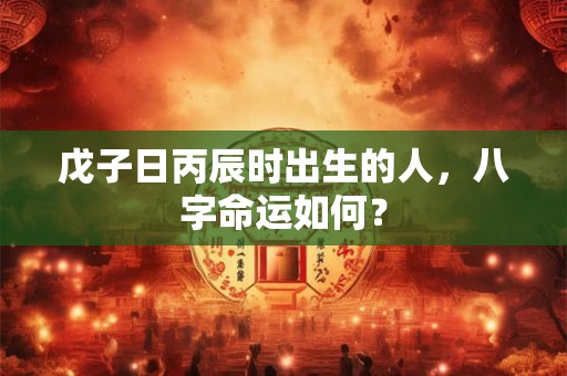 戊子日丙辰时出生的人，八字命运如何？