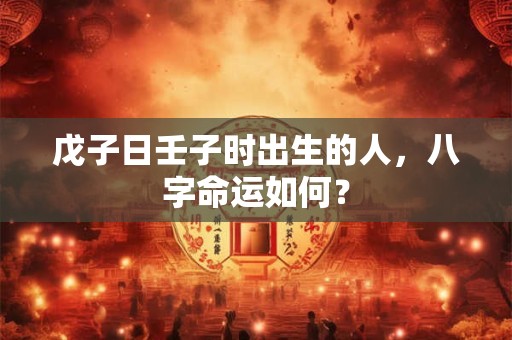 戊子日壬子时出生的人，八字命运如何？