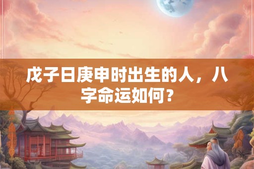 戊子日庚申时出生的人，八字命运如何？